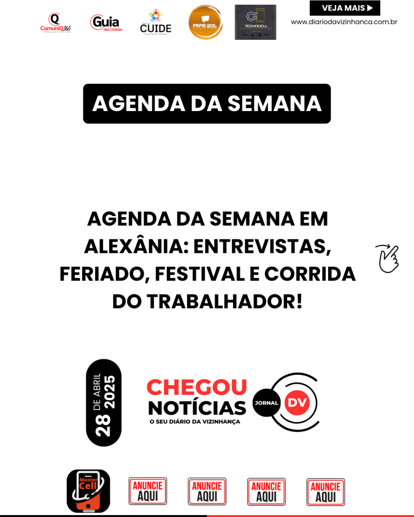 AGENDA DA SEMANA EM ALEXÂNIA: ENTREVISTAS, FERIADO, FESTIVAL E CORRIDA DO TRABALHADOR!