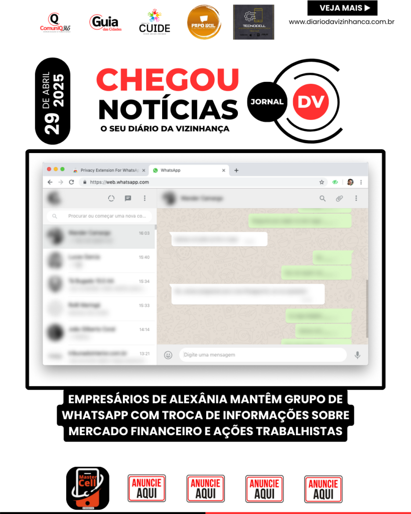 EMPRESÁRIOS DE ALEXÂNIA MANTÊM GRUPO DE WHATSAPP COM TROCA DE INFORMAÇÕES SOBRE MERCADO FINANCEIRO E AÇÕES TRABALHISTAS
