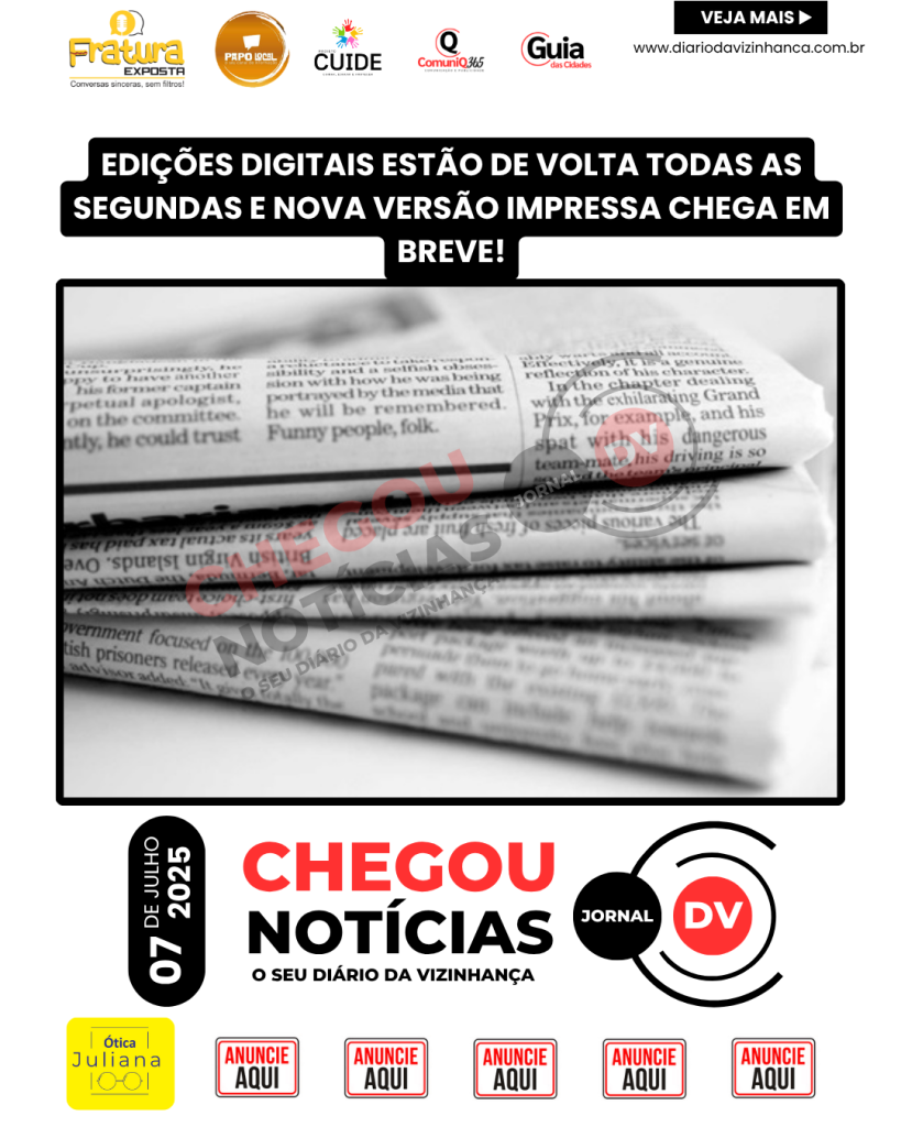 EDIÇÕES DIGITAIS ESTÃO DE VOLTA TODAS AS SEGUNDAS E NOVA VERSÃO IMPRESSA CHEGA EM BREVE!