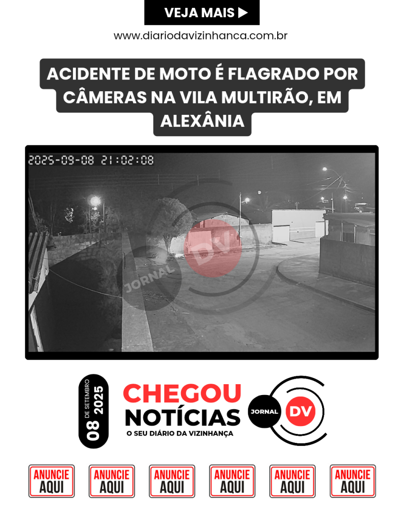 ACIDENTE DE MOTO É FLAGRADO POR CÂMERAS NA VILA MULTIRÃO, EM ALEXÂNIA
