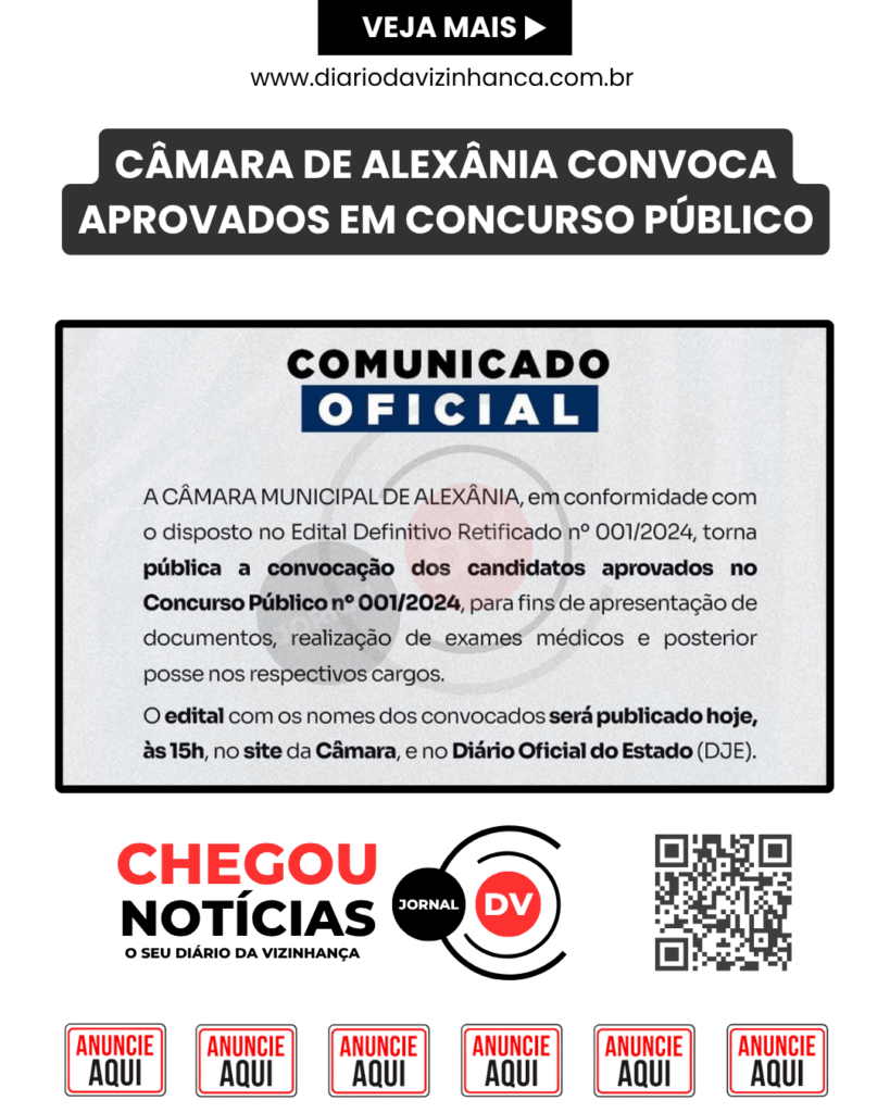 CÂMARA DE ALEXÂNIA CONVOCA APROVADOS EM CONCURSO PÚBLICO