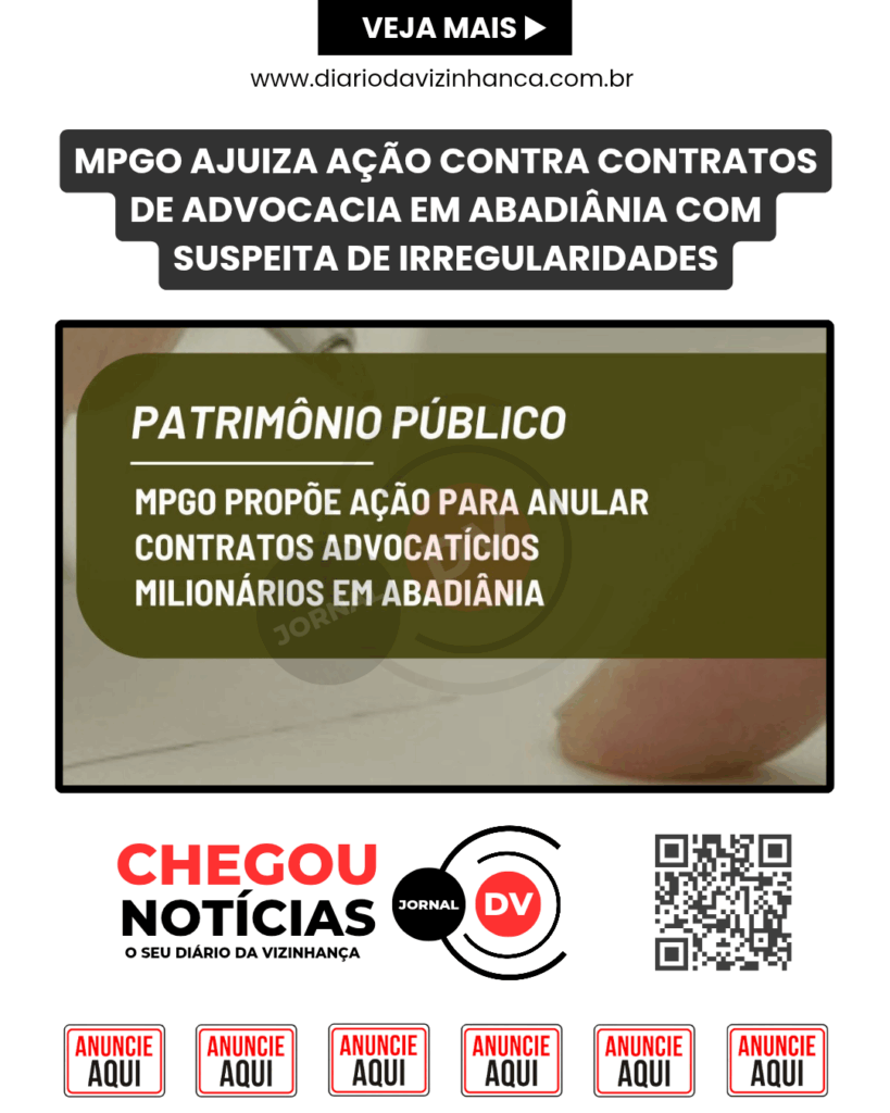MPGO AJUIZA AÇÃO CONTRA CONTRATOS DE ADVOCACIA EM ABADIÂNIA COM SUSPEITA DE IRREGULARIDADES