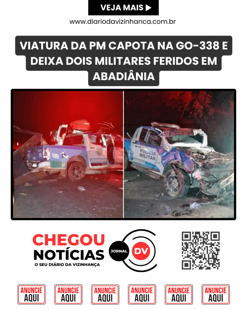 VIATURA DA PM CAPOTA NA GO-338 E DEIXA DOIS MILITARES FERIDOS EM ABADIÂNIA