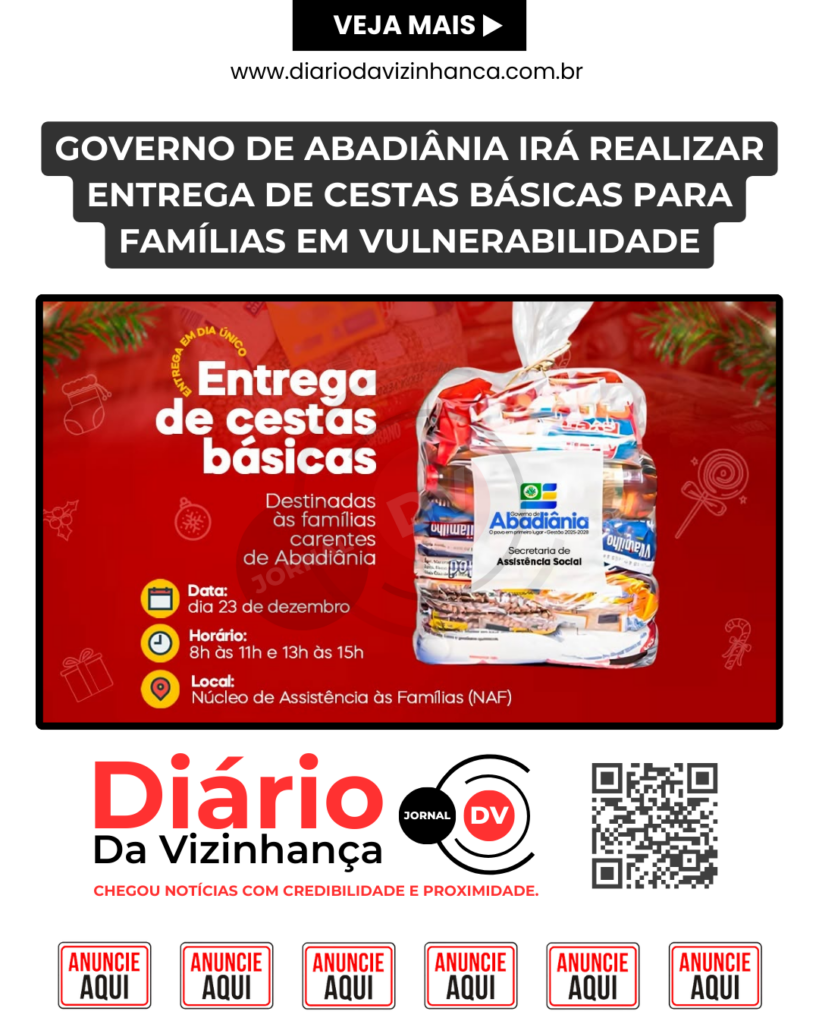 GOVERNO DE ABADIÂNIA IRÁ REALIZAR ENTREGA DE CESTAS BÁSICAS PARA FAMÍLIAS EM VULNERABILIDADE