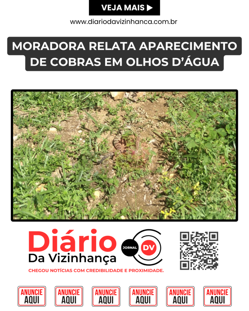 MORADORA RELATA APARECIMENTO DE COBRAS EM OLHOS D’ÁGUA