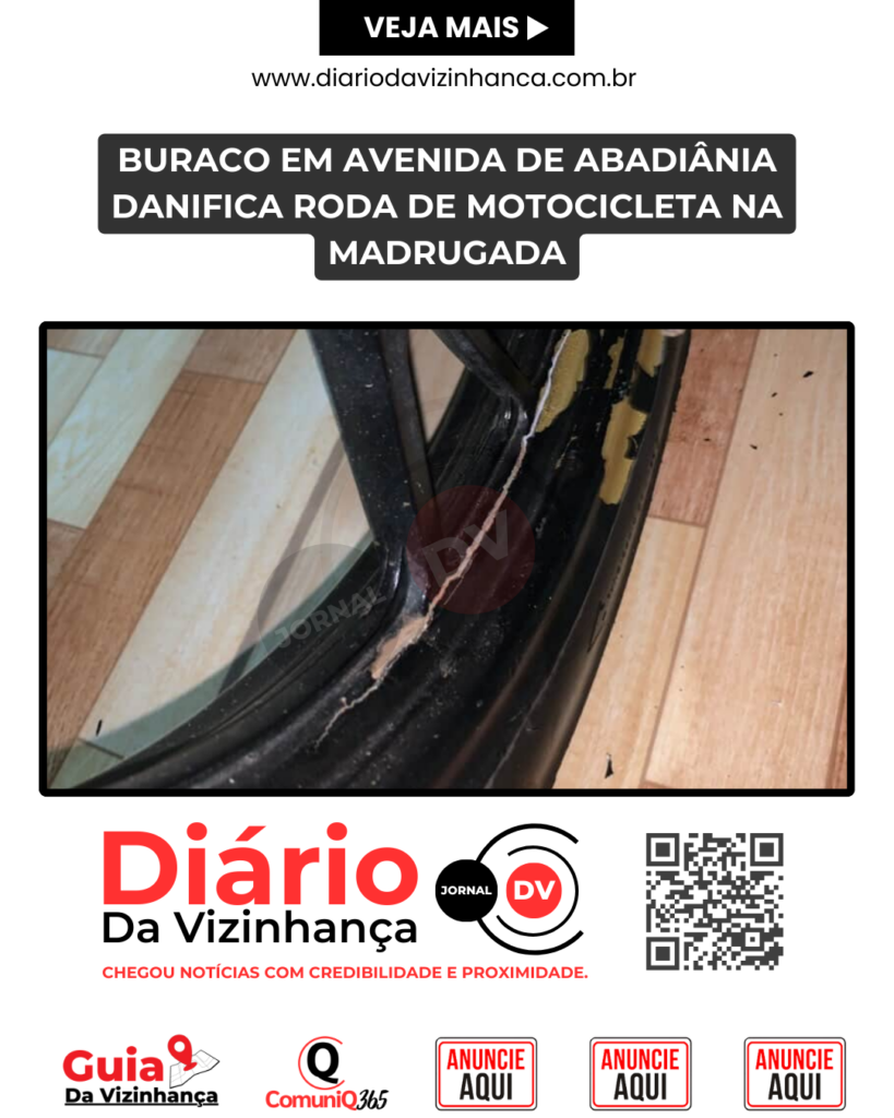 BURACO EM AVENIDA DE ABADIÂNIA DANIFICA RODA DE MOTOCICLETA NA MADRUGADA