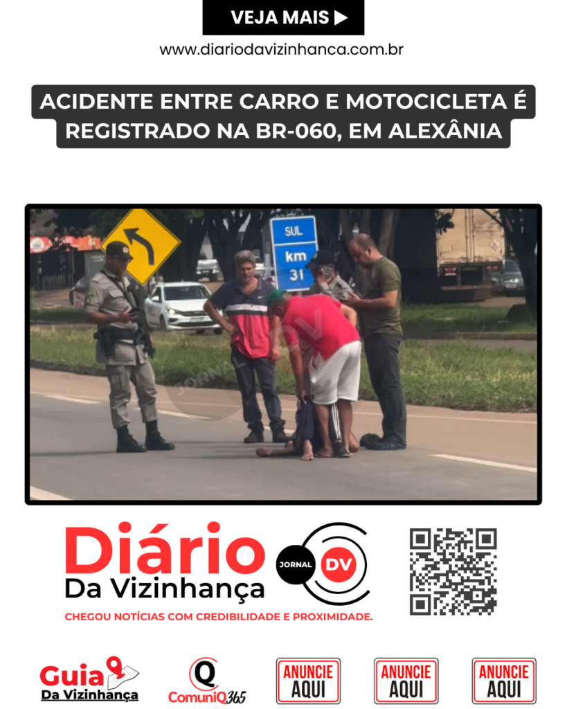 ACIDENTE ENTRE CARRO E MOTOCICLETA É REGISTRADO NA BR-060, EM ALEXÂNIA