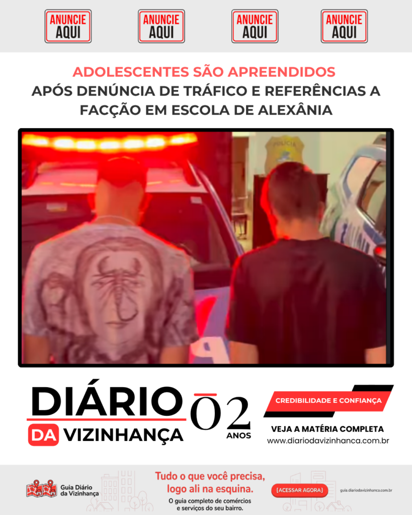 ADOLESCENTES SÃO APREENDIDOS APÓS DENÚNCIA DE TRÁFICO E REFERÊNCIAS A FACÇÃO EM ESCOLA DE ALEXÂNIA