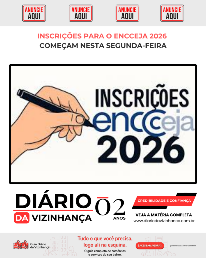 INSCRIÇÕES PARA O ENCCEJA 2026 COMEÇAM NESTA SEGUNDA-FEIRA