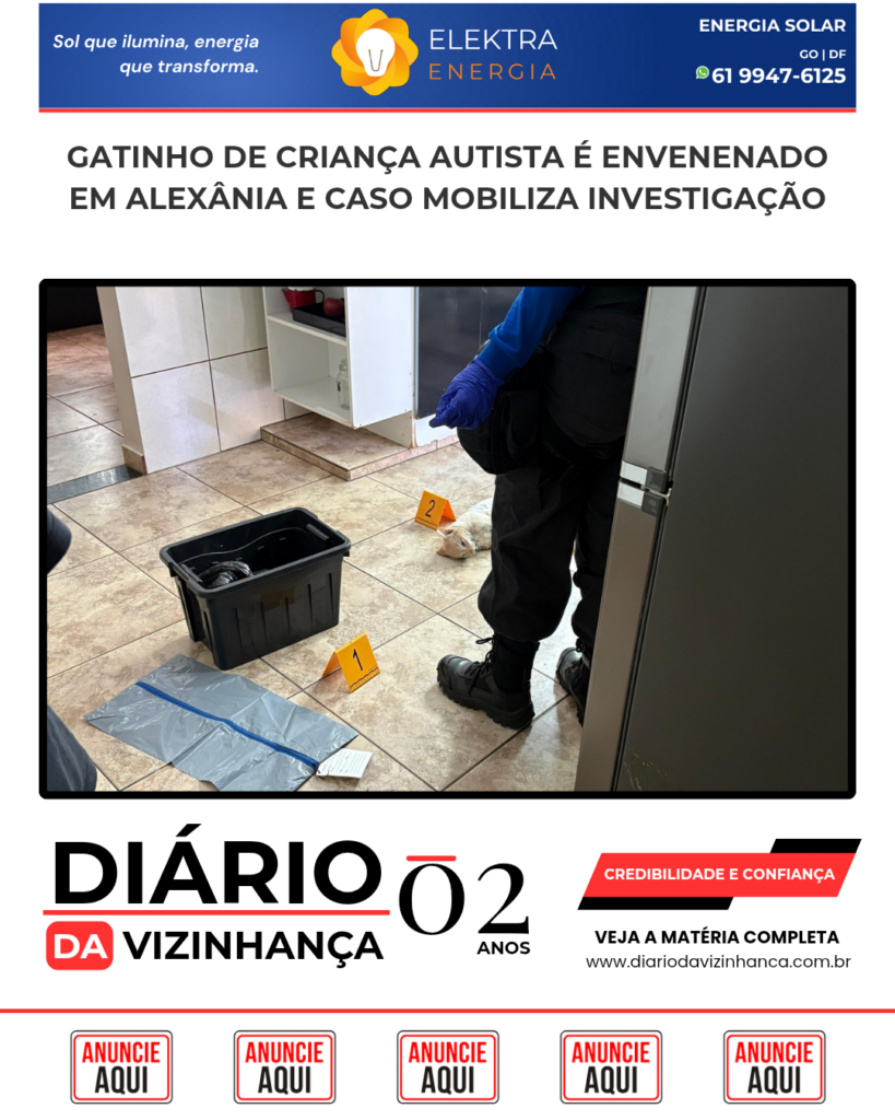 GATINHO DE CRIANÇA AUTISTA É ENVENENADO EM ALEXÂNIA E CASO MOBILIZA INVESTIGAÇÃO