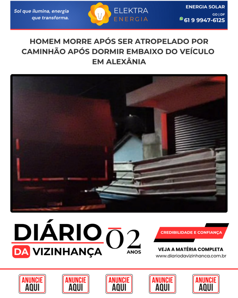 HOMEM MORRE APÓS SER ATROPELADO POR CAMINHÃO APÓS DORMIR EMBAIXO DO VEÍCULO EM ALEXÂNIA