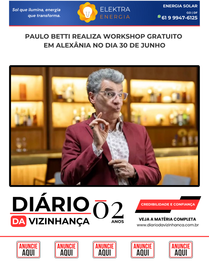 PAULO BETTI REALIZA WORKSHOP GRATUITO EM ALEXÂNIA NO DIA 30 DE JUNHO