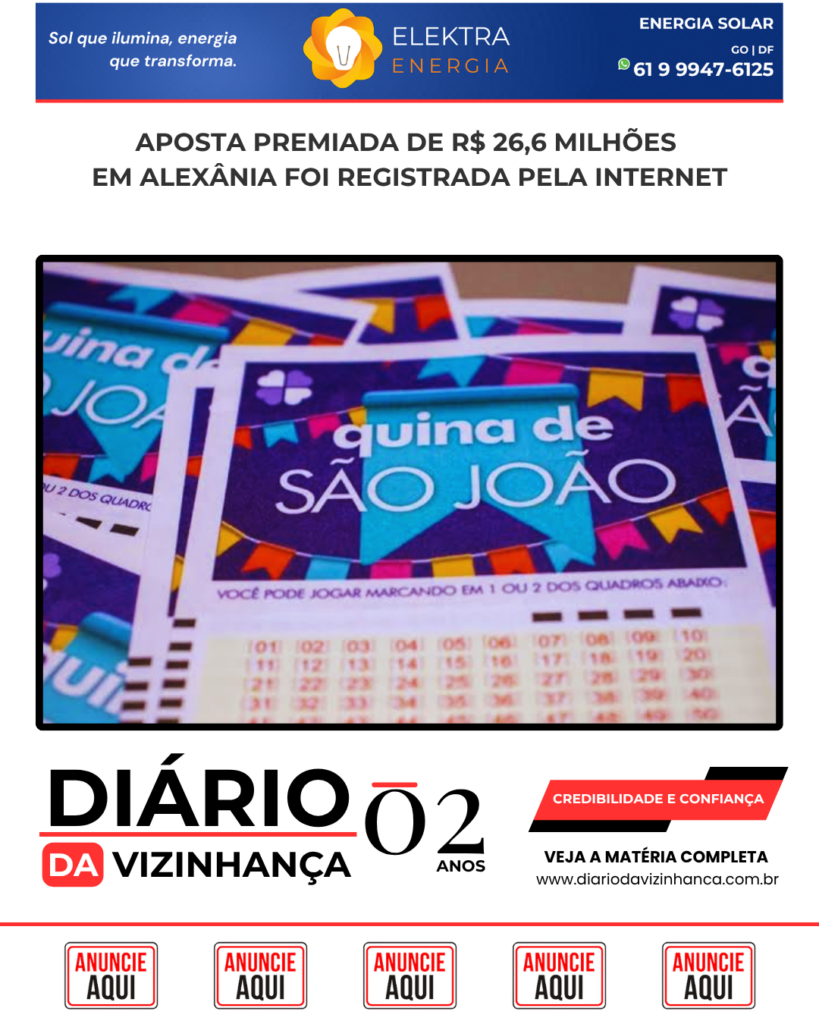 APOSTA PREMIADA DE R$ 26,6 MILHÕES EM ALEXÂNIA FOI REGISTRADA PELA INTERNET