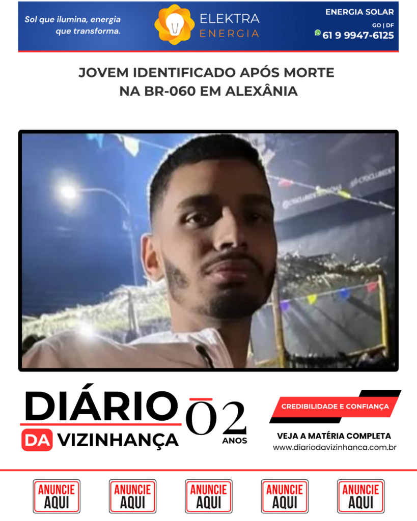 JOVEM IDENTIFICADO APÓS MORTE NA BR-060 EM ALEXÂNIA