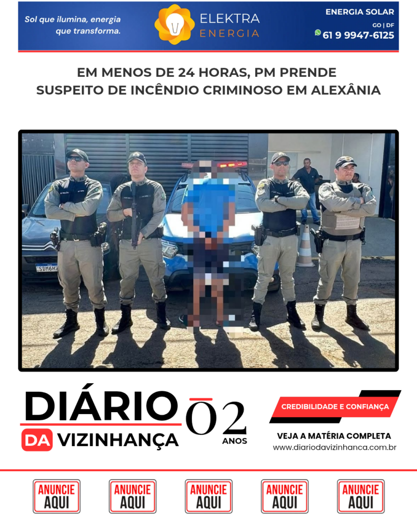 EM MENOS DE 24 HORAS, PM PRENDE SUSPEITO DE INCÊNDIO CRIMINOSO EM ALEXÂNIA