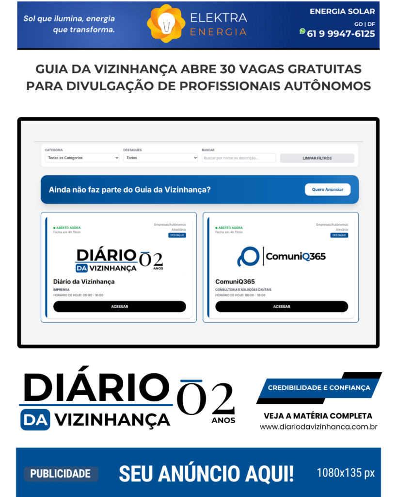 GUIA DA VIZINHANÇA ABRE 30 VAGAS GRATUITAS PARA DIVULGAÇÃO DE PROFISSIONAIS AUTÔNOMOS